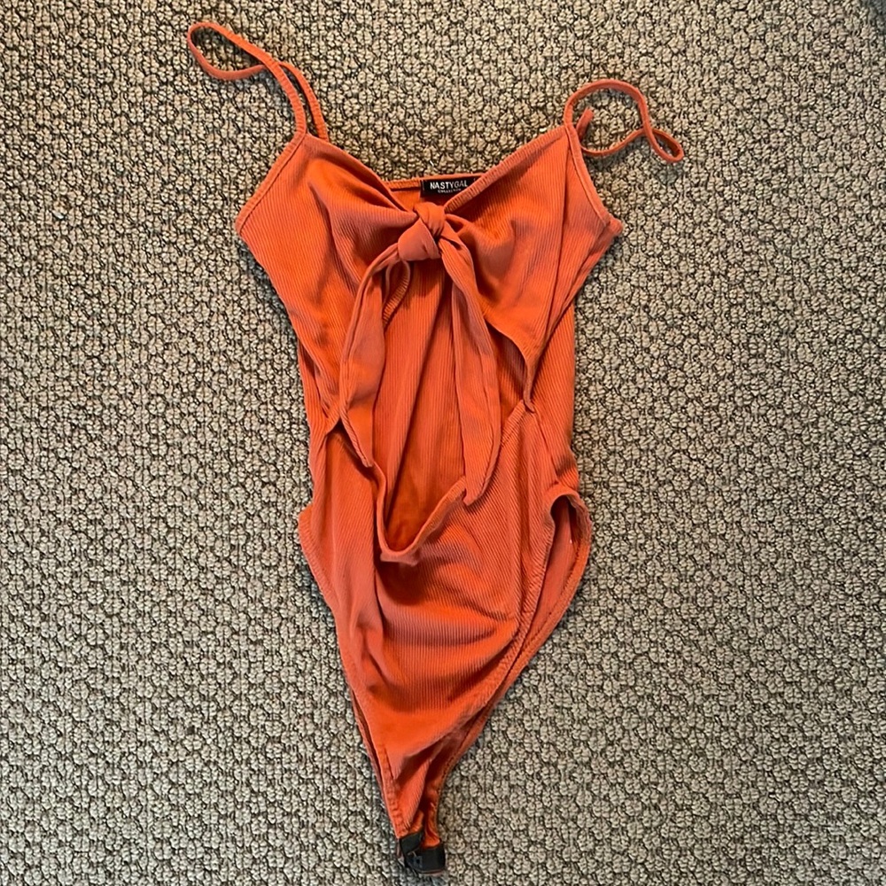 Dark orange open stomach bodysuit
